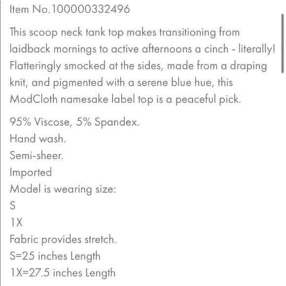 Modcloth Side Smocked Tank Top Easily Leisurely Knit Blue XXS - Picture 5 of 12